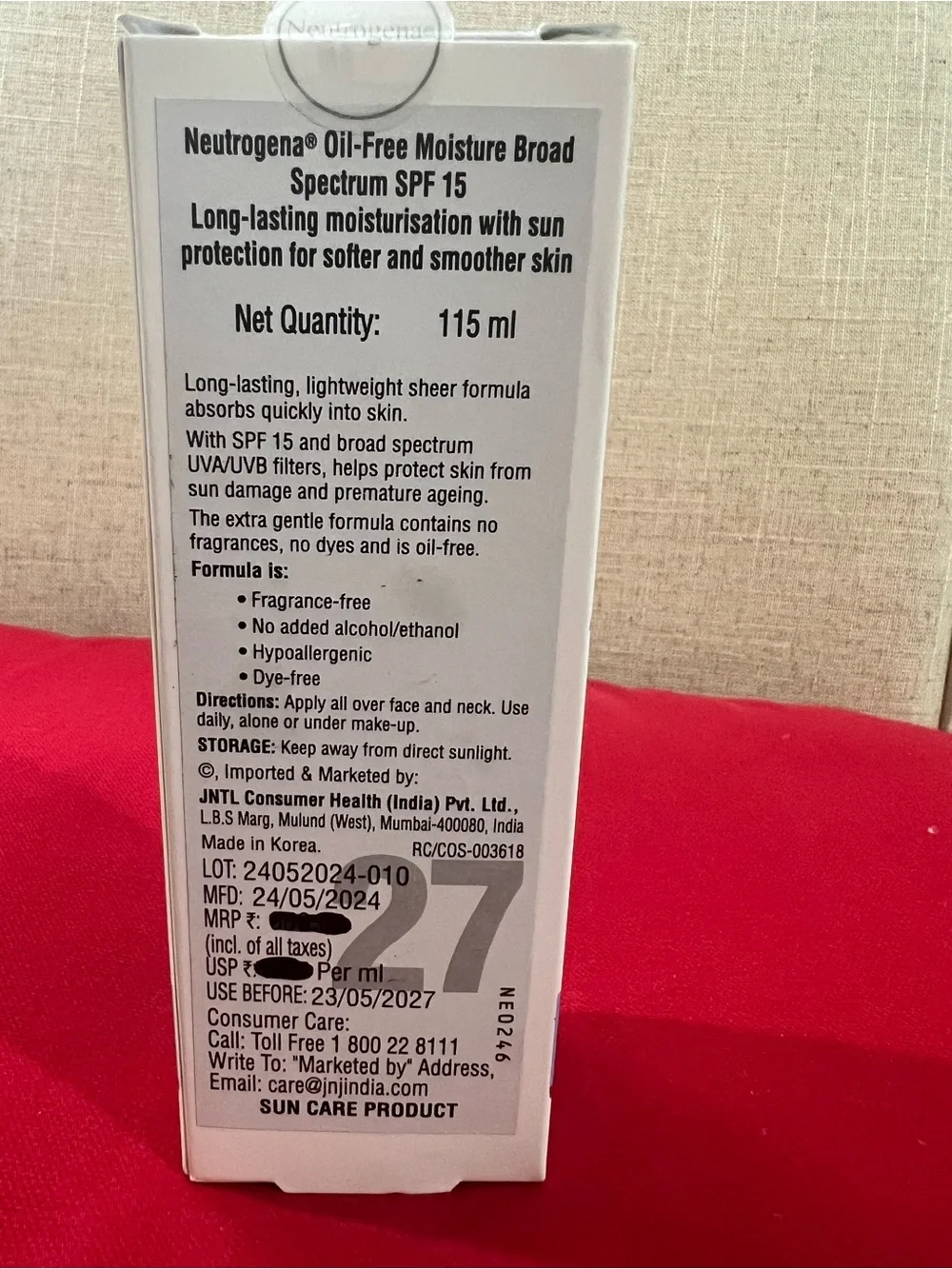 Neutrogena Oil Free Moisturizer with SPF 15